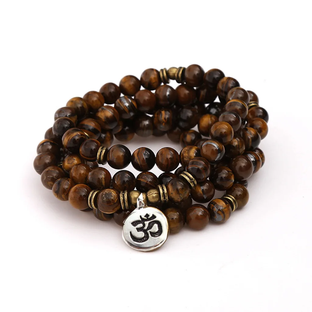 AB + 108 натуральный камень тигра браслет лотос Будда подвеска чакра для йоги |