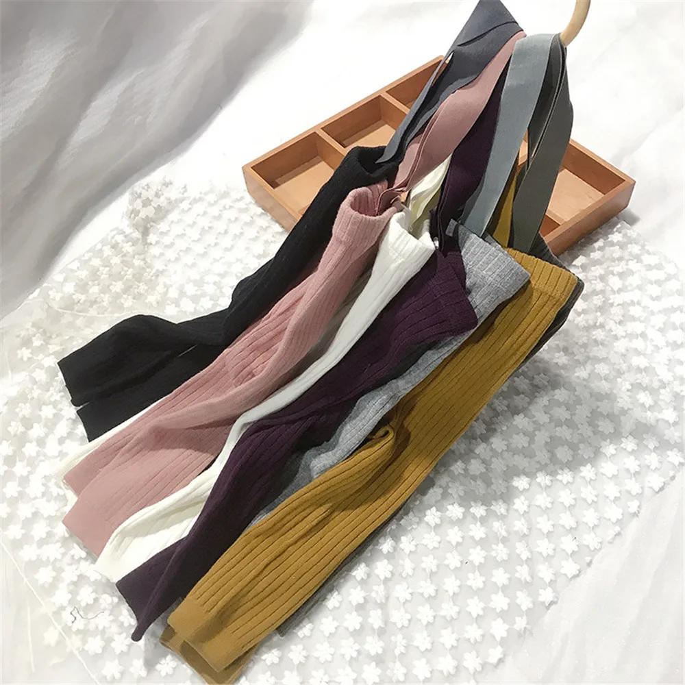 Ribbed 7 Winter Pants Color Knitted Warm Boys Leggings Strap Trousers Girls Toddler Autumn Solid Baby Colors