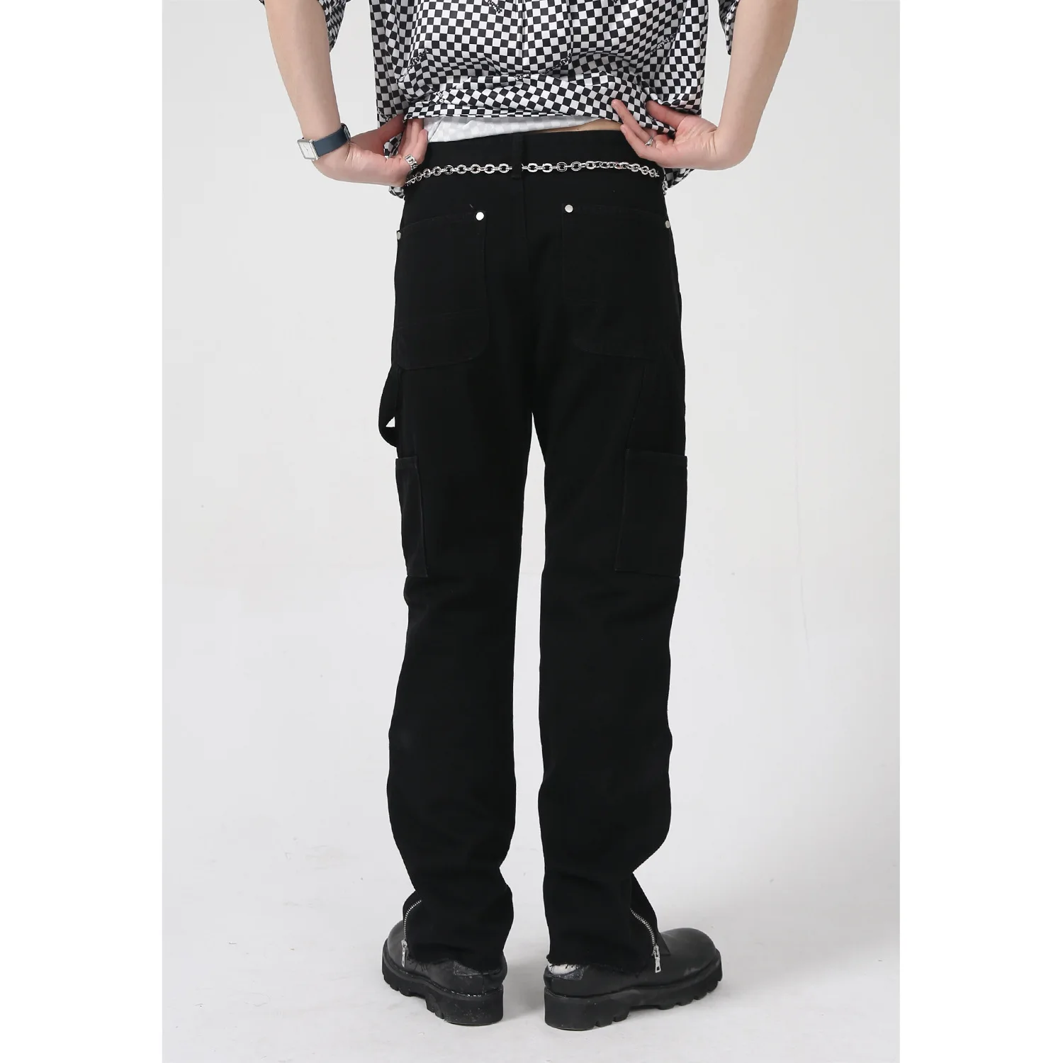 Four Seasons Trousers Korean Version Loose Straight Ins Tide Brand Zipper Design Jeans Men Streetwear Ins Hot Sale Men Clothing