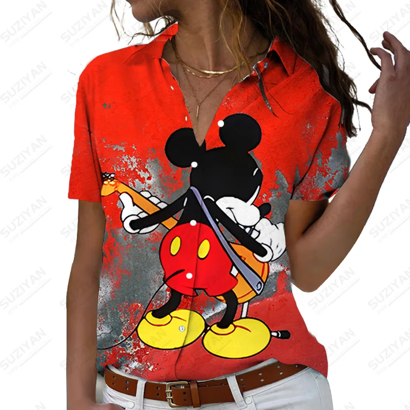 

Disney Women'S Shirts Casual Shirts Spring And Autumn Short Sleeve Casual Streetwear Shirts Tops Fashion New Ladies Shirt
