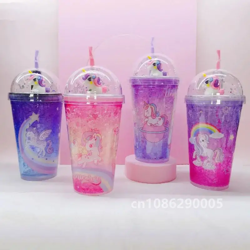 450 мл летняя соломенная чашка с единорогом двойная пластиковая для льда