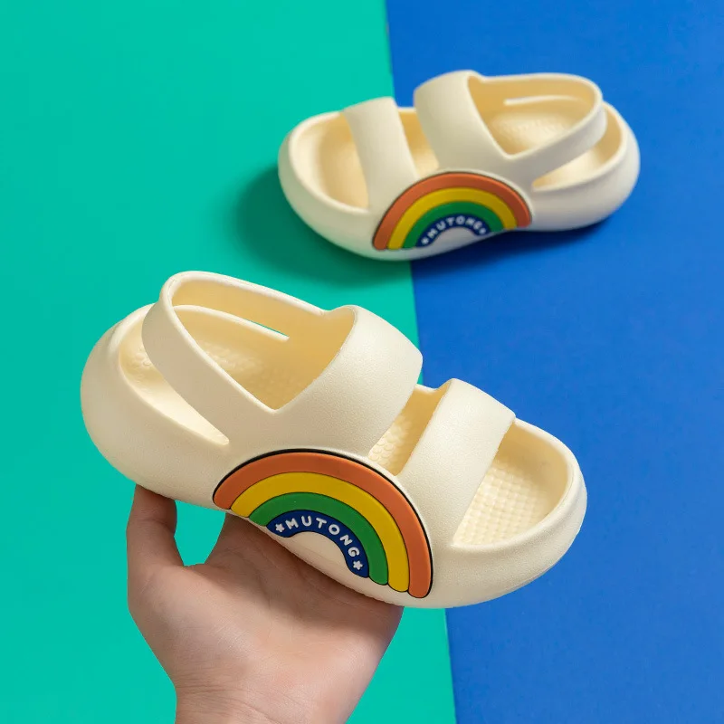 

Kids Slippers for Boys Girls Fashion Rainbow Beach Sandal Summer Children Garden Shoes Toddler Baby Flip Flops Indoor Slippers