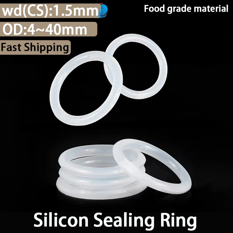 VMQ CS 1,5 мм OD4-40 мм белое силиконовое уплотнительное кольцо пищевой силикон изоляционная форма уплотнительное кольцо силиконовое кольцо