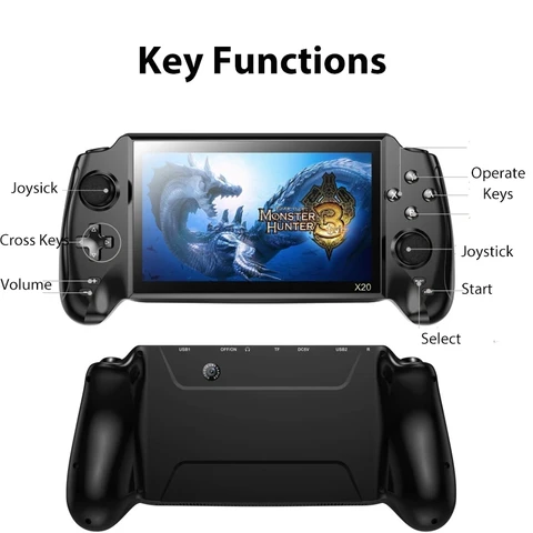 2023 Новый 7,0 дюймовый HD экран музыкальный плеер POWKIDDY X20 оригинальная портативная Ретро портативная игровая консоль Bulit-in 3000