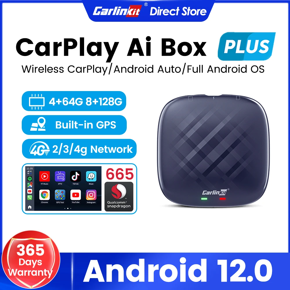 CarlinKit CarPlay Ai Box Android 12 Plus 6125 8 ядер + 128 Гб 4 64 беспроводной Автоматическая потоковая
