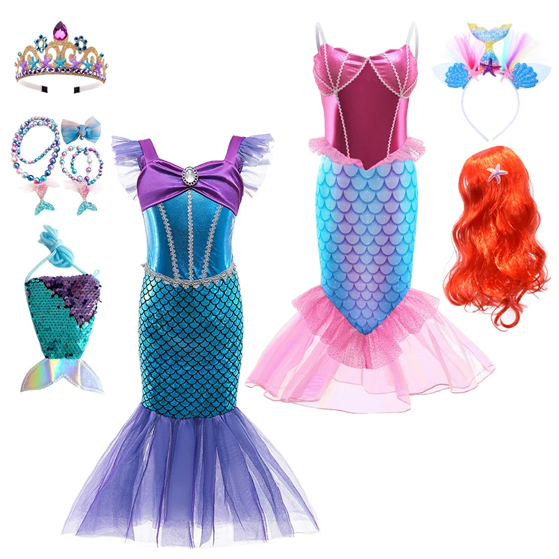 

2022 Fancy Girl Backless Ariel Princess Dress Halloween Christmas Elegant Kids Birthday Party Cosplay The Little Mermaid Costume