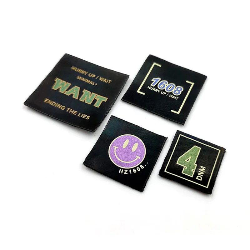

17 PCS Color printing letters black leather label leather brand clothing accessories tide brand clothing coat leather trademark