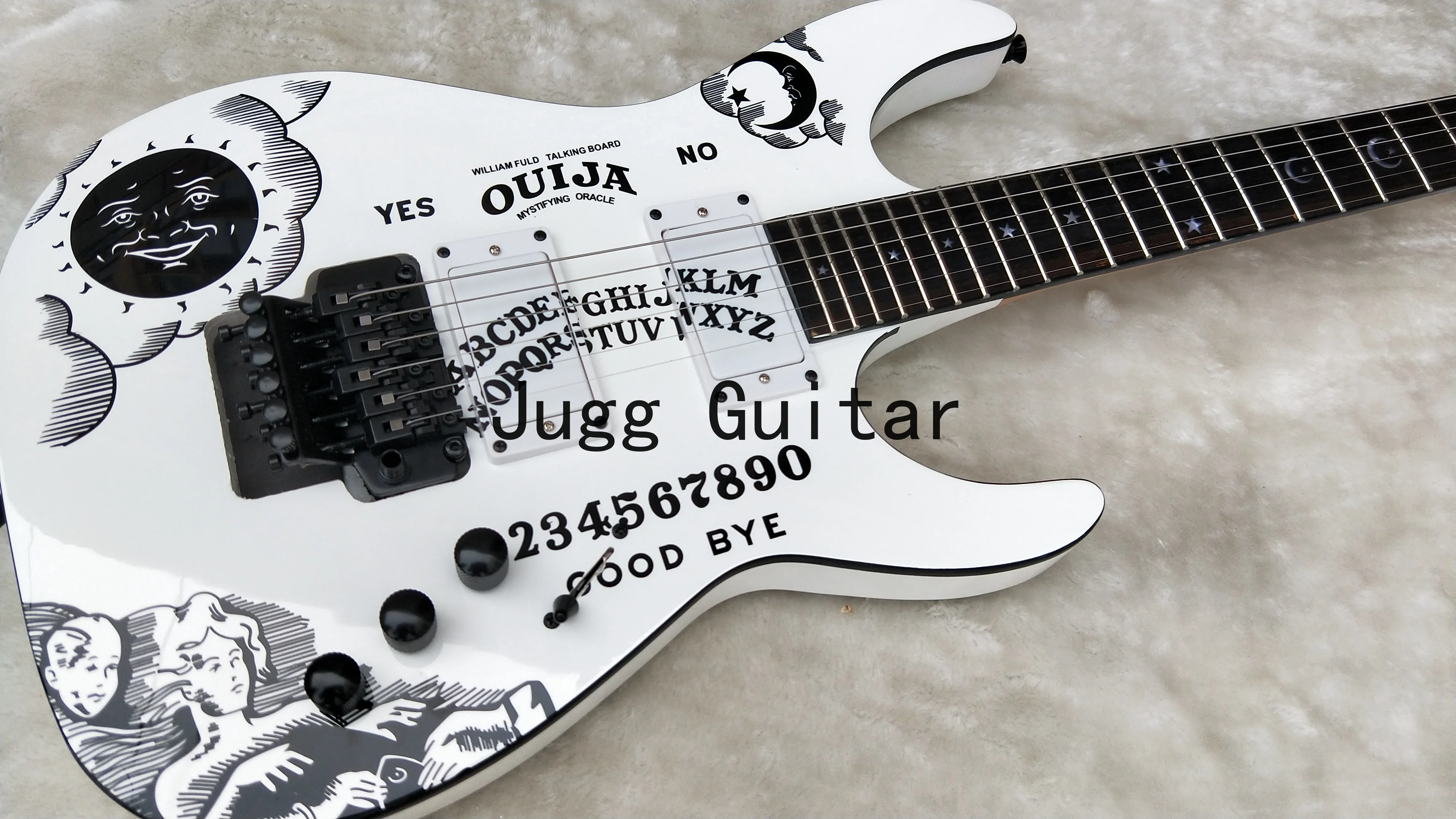 

KH-2 2009 Ouija белая Кирк Hammett Подпись электрическая гитара обратная головка, Floyd Rose Tremolo, черная фурнитура