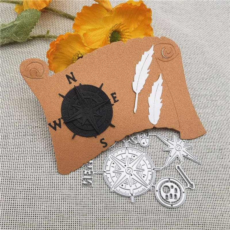 Новый металлический трафарет с компасом для вырезания книжных стержней, трафареты для скрапбукинга «сделай сам», шаблон для декоративного тиснения ручной работы