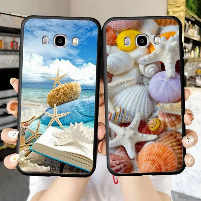 

Blue Wood Seashells Sea Star Phone Case for Samsung J 2 3 4 5 6 7 8 prime plus 2018 2017 2016 core