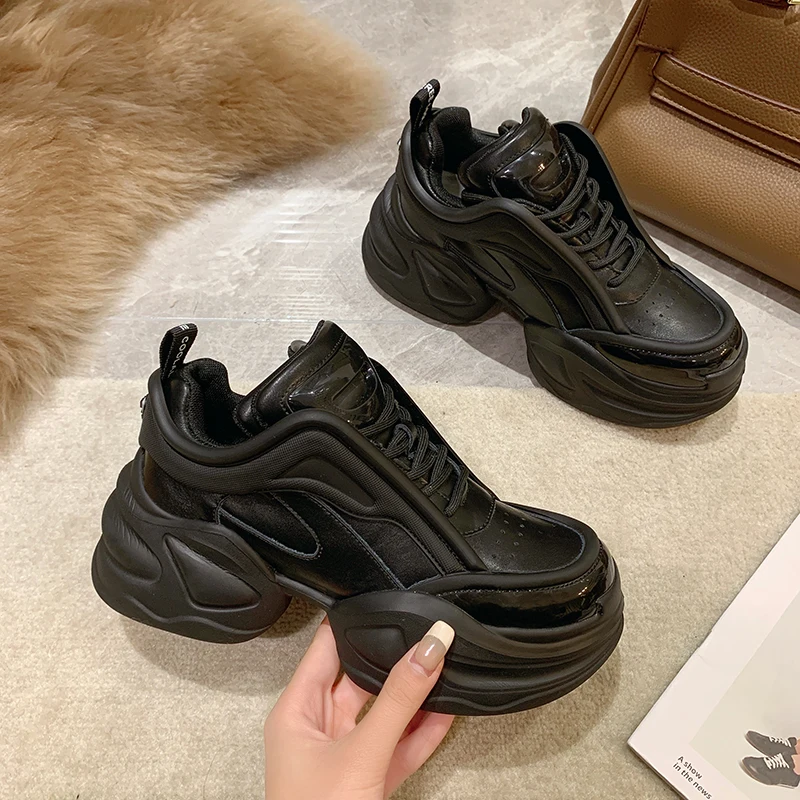 

High Platform Sneakers Women Shoes Height Increasing Sports Shoes New 2022 Women's Casual Sneakers Black White Ladies Footwear