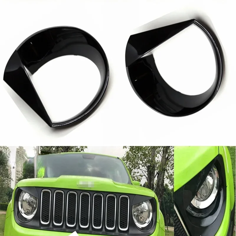 

Черный автомобильный передний фонарь, накладка из АБС-пластика в стиле Angry Bird для Jeep Renegade 2015-2021 гг., внешние детали, автомобильные детали