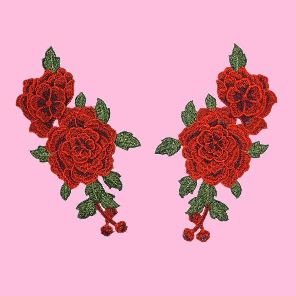 

Rose Patch Embroideryapplique Flower Flowersfabric Sew Clothes Embroidered Ironbags Red Badges Clothsdecorate Stickers
