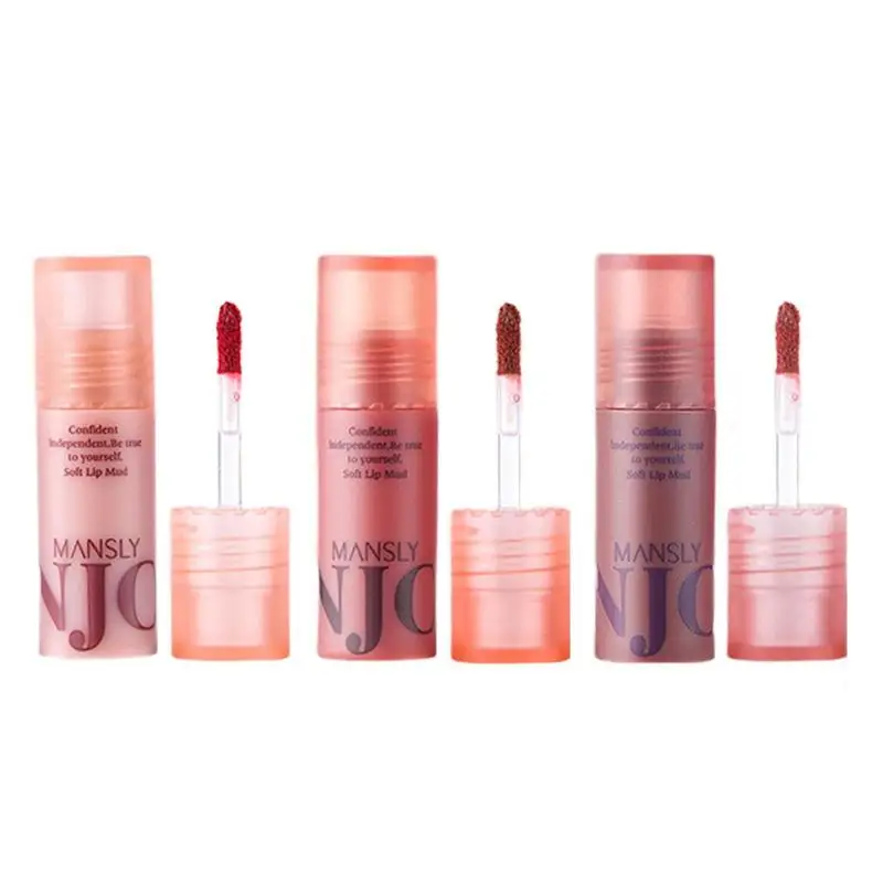 

Plumping Lip Gloss 3 Pcs/set Moisturizing Waterproof Matte Lip Clay Long Lasting Non-stick Cup Makeup Cosmetics For Girls Cheeks