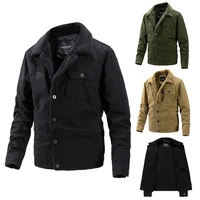 mens jacket winter fleece thickened wash lapel slim jacket