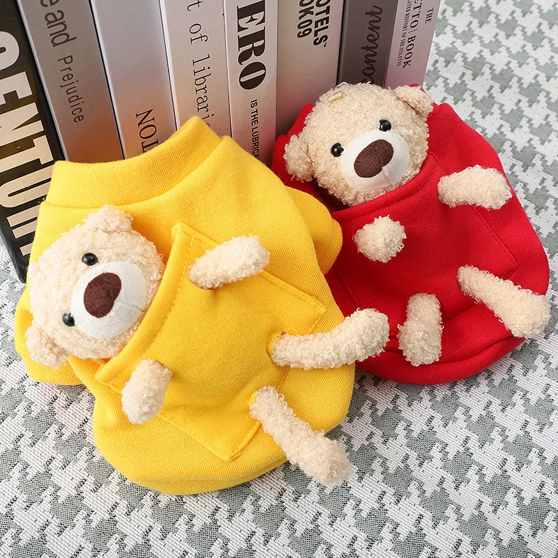 

Мультяшная одежда собаки медведь хлопковая толстовка одежда для собаки очень маленькая милая Чихуахуа теплая осенне-зимняя Толстовка Yollow ...