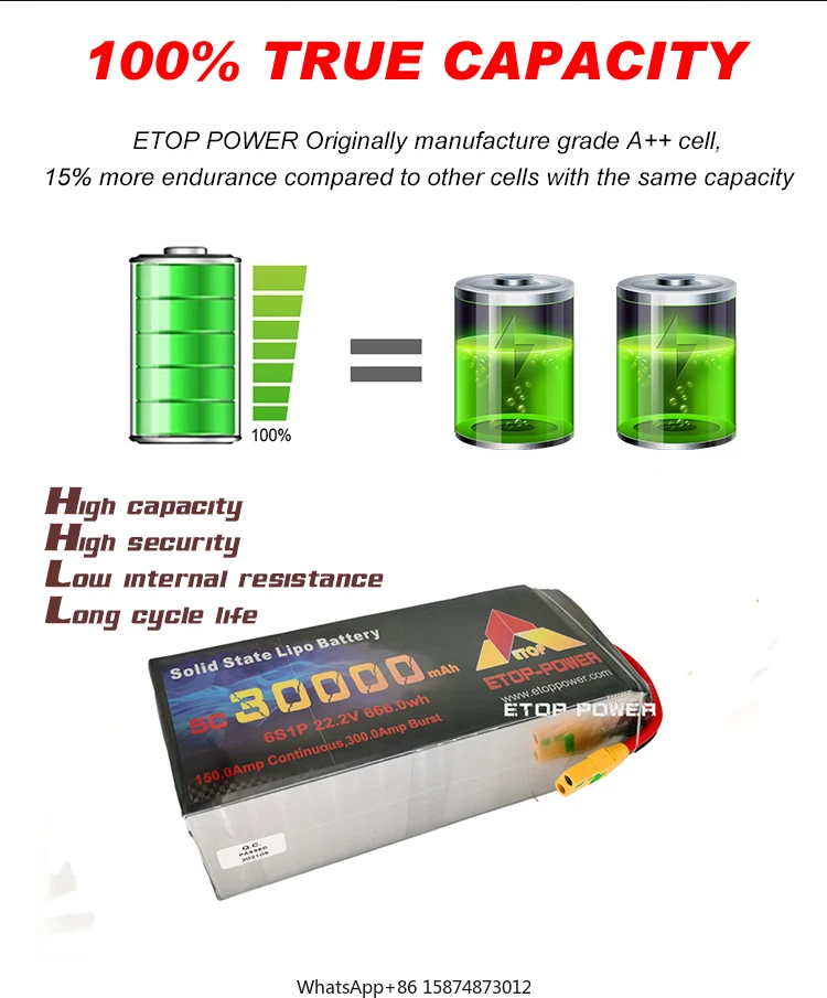 Твердотельный аккумулятор Lipo 30 Ач 30000 мАч 5C 10C 6S 22 2 В 44 4 для dr one RC Airplane Battery