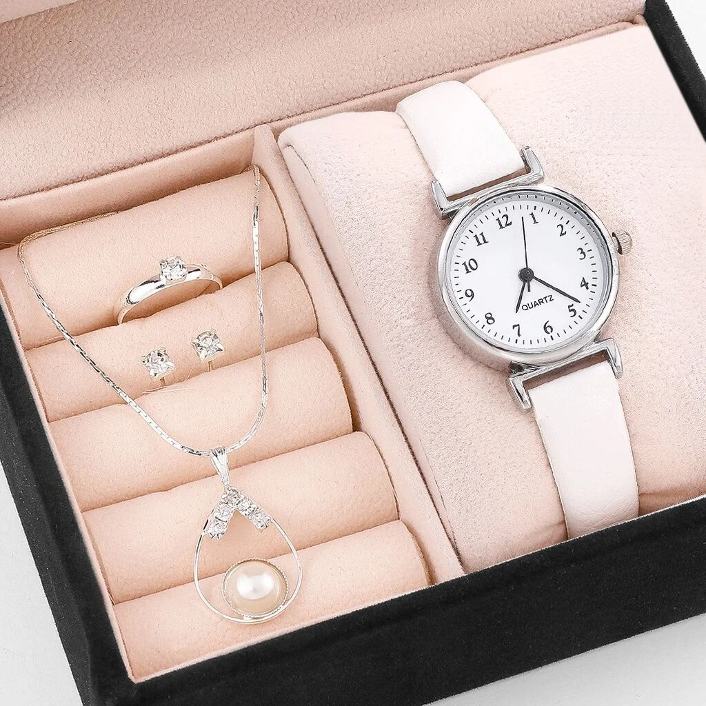 4 шт./комплект женские кварцевые часы с круглым циферблатом |