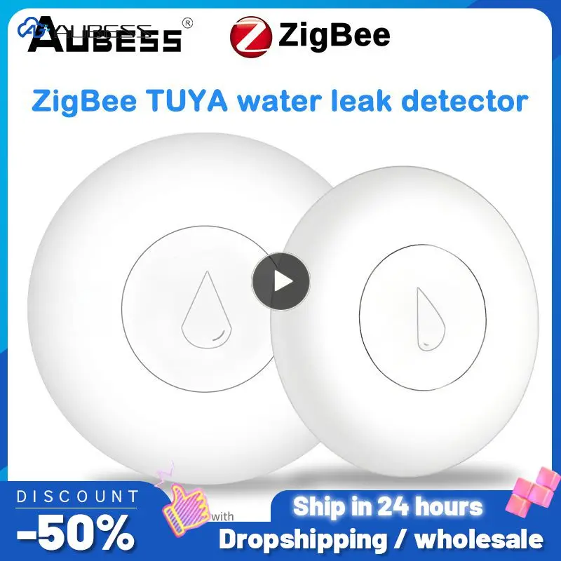 

1~6PCS Against Water Leaks Zigbee Tuya Smart Life App Water Leakage Sensor Security Protection Monitoring Reminder Flood Sensor