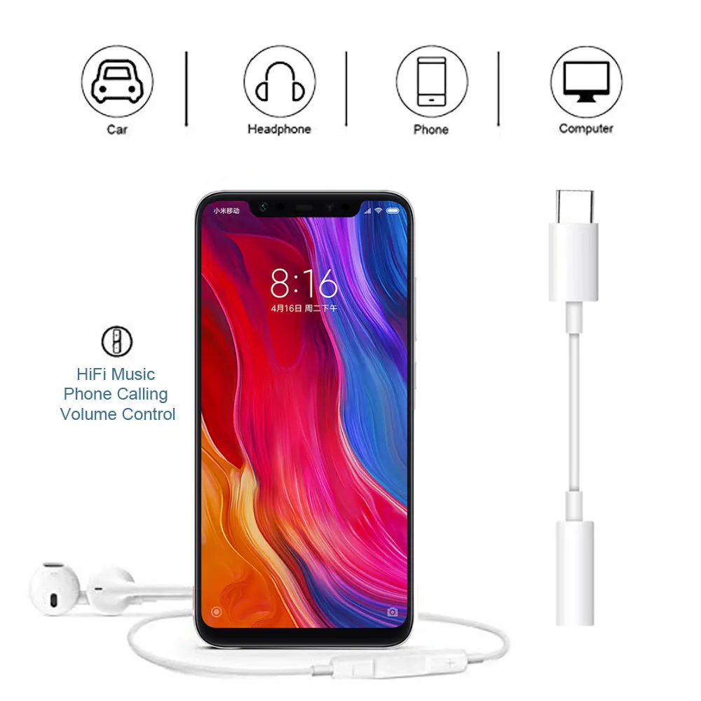 Адаптер для наушников с разъемом USB Type-C на 3 5 мм аудиокабель iPad Pro 2018 Huawei Xiaomi все