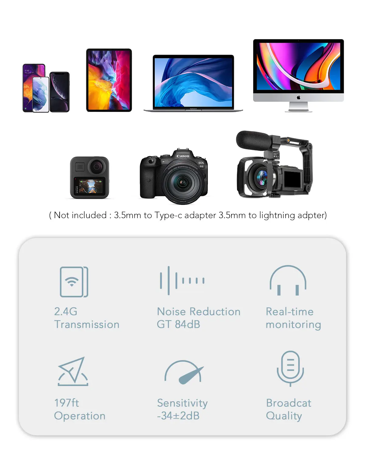 Беспроводной микрофон AODELAN WM1 60 м 2 4 ГГц