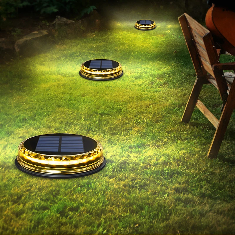 

8PCS Solar Powered Disk Lights 17LED Solar Pathway Lights Outdoor Waterproof Garden Landscape Lighting for Yard Deck Patio