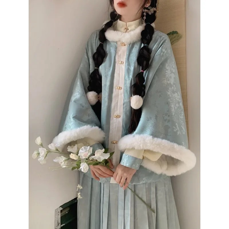 Китайский традиционный женский топ ханьфу в стиле династии Мин с круглым вырезом