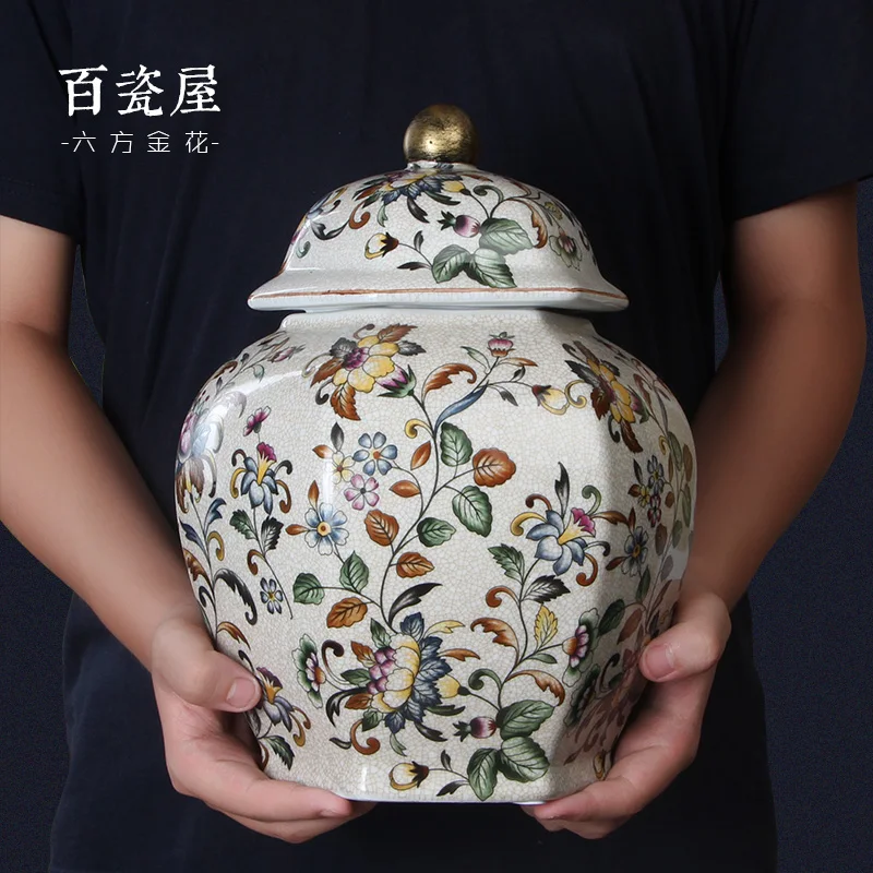 

New Classical Chinese European Vintage Vase Ceramic Storage Tank American Ornaments Living Room Wedding Gift Hallway Antique
