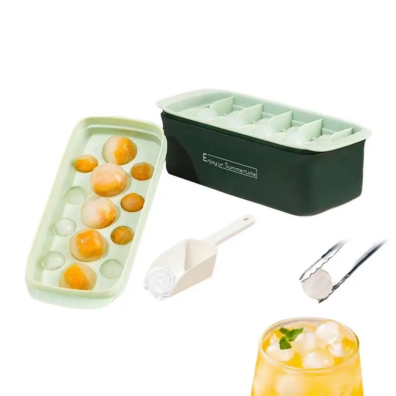 

Ice Cube Tray Silicone Ice Cube Molds Ball Maker With Lid Easy Release Scoop And Reusable Trays For Whiskey Coffee And Chilling