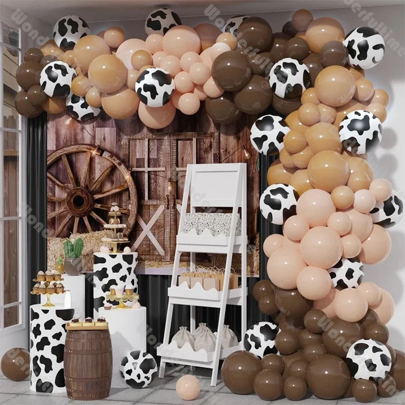 

141pcs Cowgirl Balloon Arch Cream Peach Caramel Farm Theme Birthday Decor Baby Shower Gender Reveal Bridal Shower Holy Cow Party