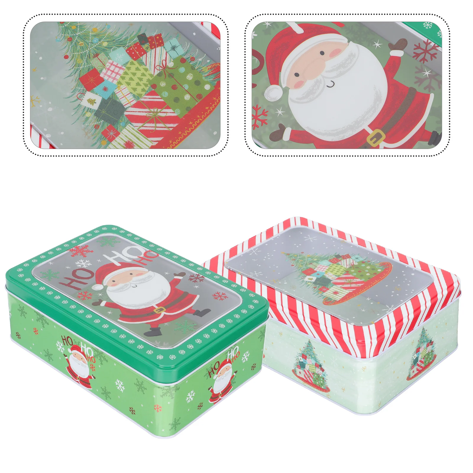 

Christmas Box Tins Candy Cookietinplate Tin Containersstorage Boxes Treat Lidsholiday Gift Empty Giving Window Container Cases