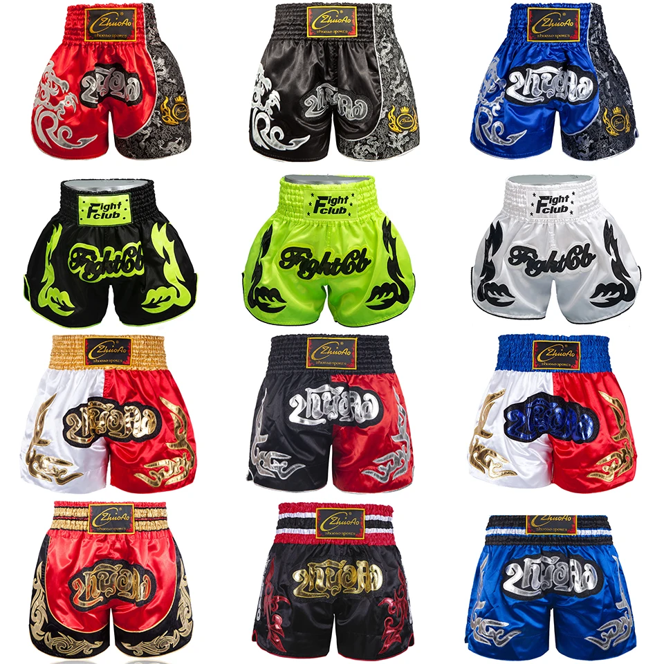 

Muay Thai Men's Shorts Professional MMA Boxing Competition Training Shorts Embroidery Kickboxing Sanda Grappling Sparring Pants