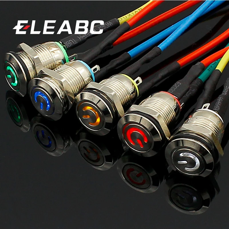 Автомобильный компуртер, переключатель с алюминиевым металлическим светодиодный Одом «ангельский глаз», 12 мм, 3 в, 5 В, 12 В, 220 В, без кнопки самосброса, нормально открытый