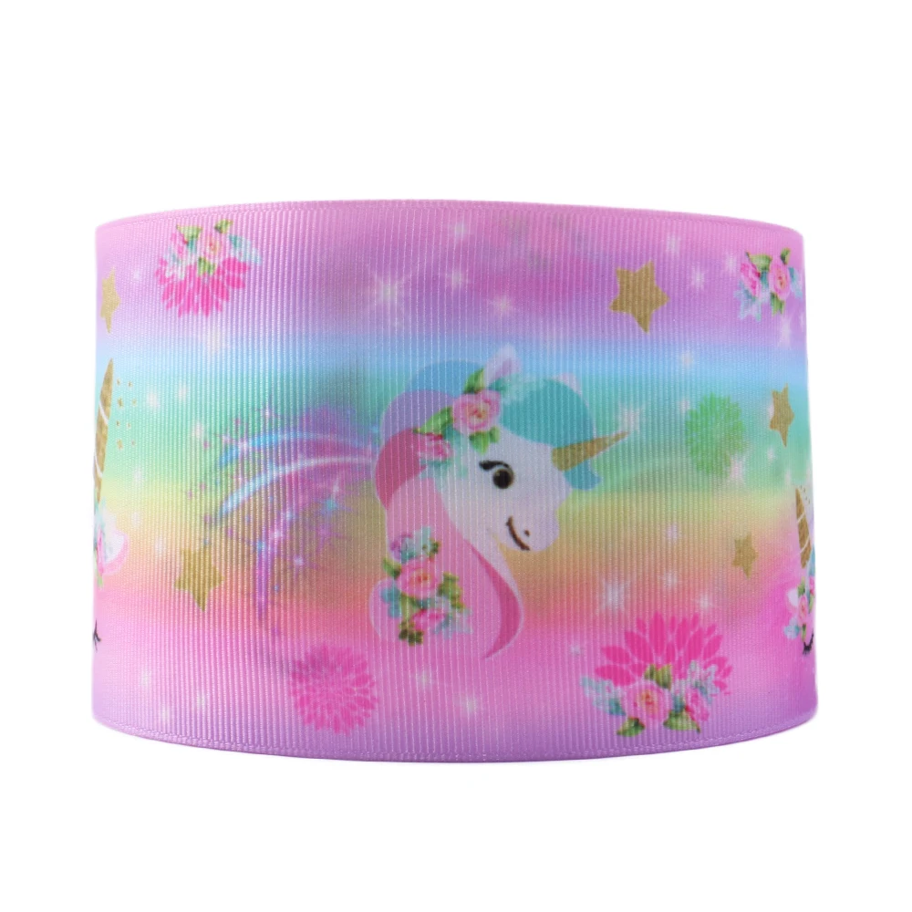 Лента Grosgrain 5 ярдов 3 дюйма с принтом единорога сделай сам бант для волос