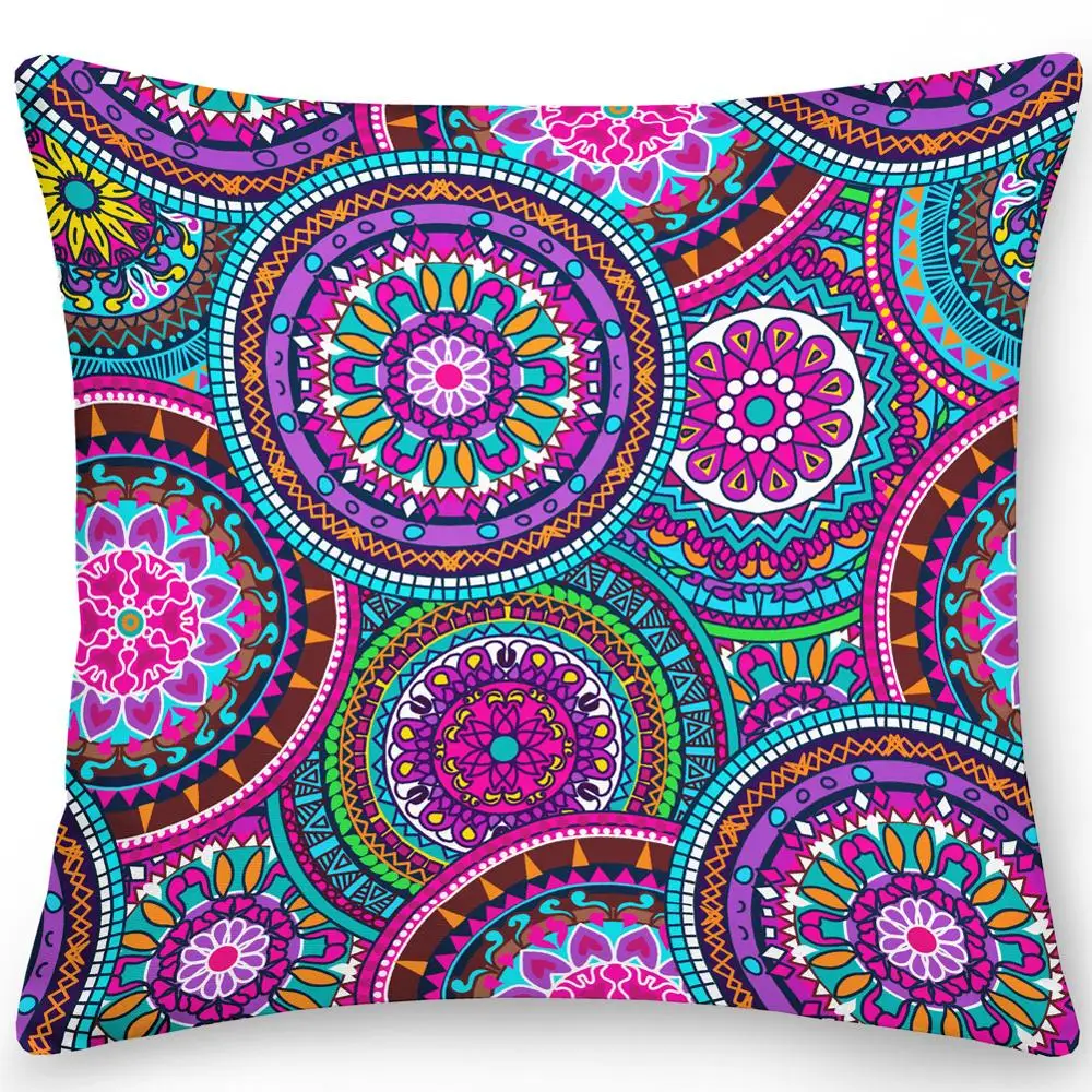 

Mandala Pillow Case Square Cushion Cover Throw Pillow Double Sides Polyester Ethnic Flower Bohemian Office Sofa Pillows