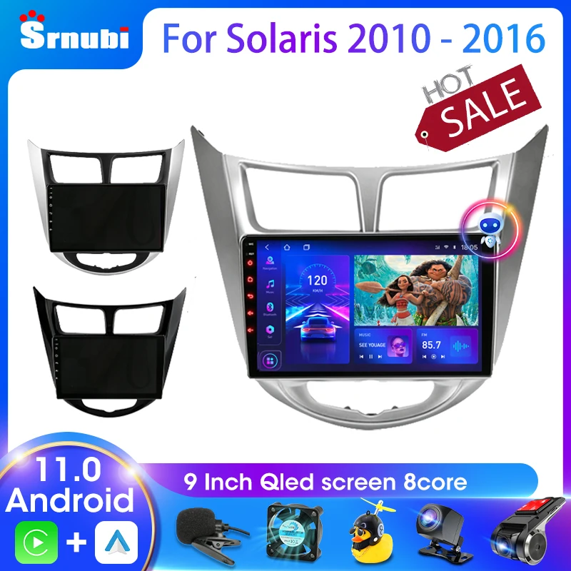 

Srnubi 2Din Android 11 автомобильное радио для Hyundai Solaris 2010 - 2016 мультимедийный видеоплеер 4G GPS навигация Carplay DVD головное устройство