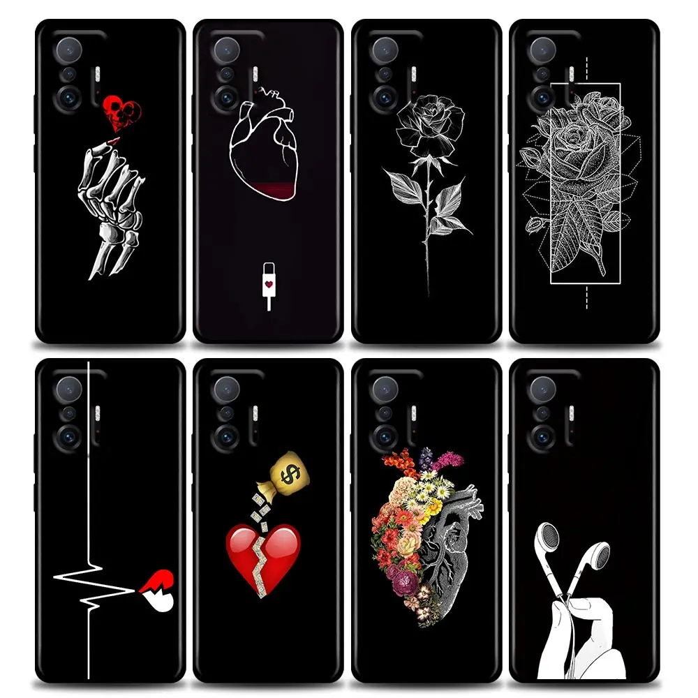 

Phone Case for Xiaomi 12 12X 11 11X 11T X3 X4 NFC M3 F3 GT M4 Pro Lite NE 5G TPU Case Fundas Cover Cute Charged Heart WITCHY