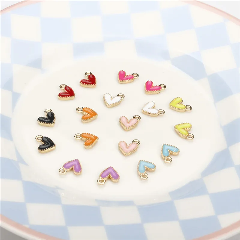 

200pcs/lot 8*9mm alloy drop oil cartoon hearts shape metal floating locket charms diy jewerly earring/bracelet accessory