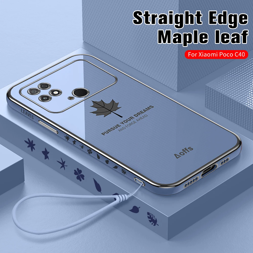 Мягкая силиконовая задняя крышка с покрытием в виде кленового листа для Xiaomi Poco C40 C 40 40C 4G, чехол, противоударный чехол Poko Little C40 220333QPG 6,71