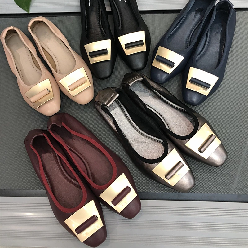 Черные мягкие удобные женские туфли из овечьей кожи на плоской подошве с