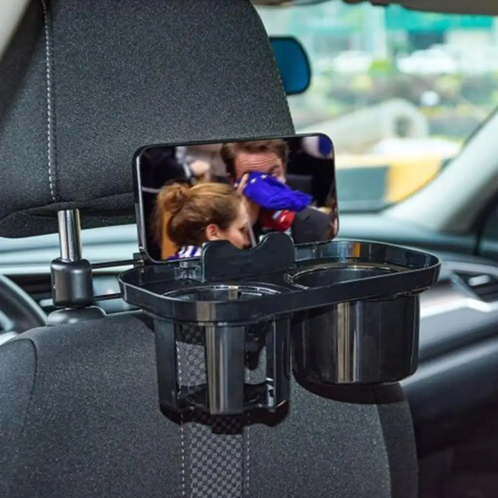 

Car Rear Pillow Headrest Snack Tray Beverage Dual Cup Pillow Holder Holder Universal Rear Phone Accessories C5N6