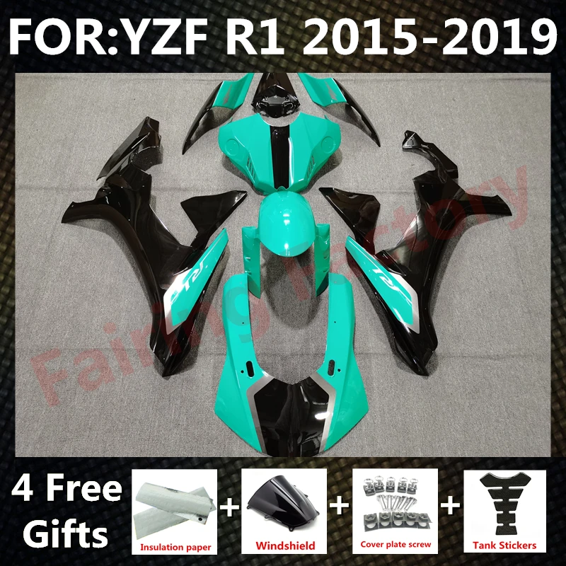 

Новый комплект обтекателей для мотоцикла ABS, подходит для YZF R1 2015 2016 2017 2018 2019 годов, полный комплект обтекателей для кузова, синий, черный