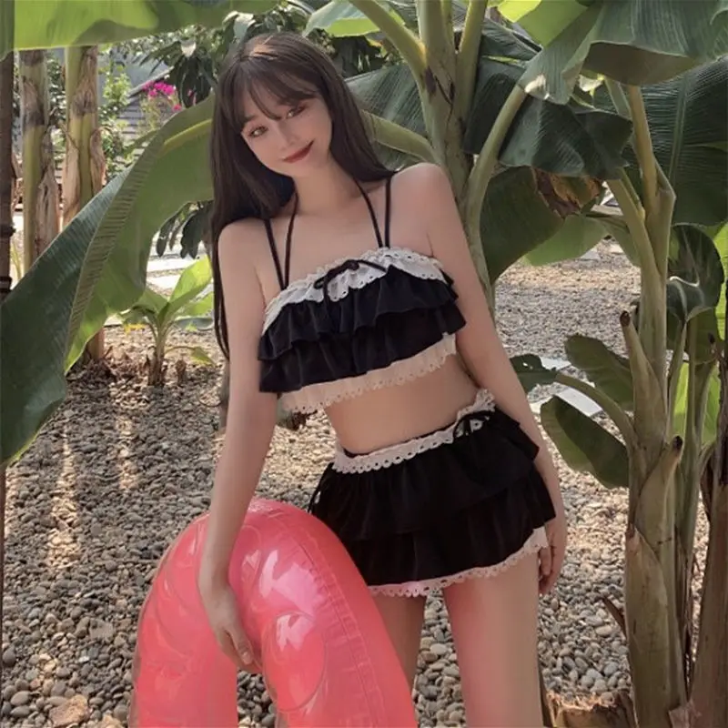 

Disney 2022 New summer student loose Japanese lovely hot spring swimsuit Strapless skirt swimsuit split two-piece set