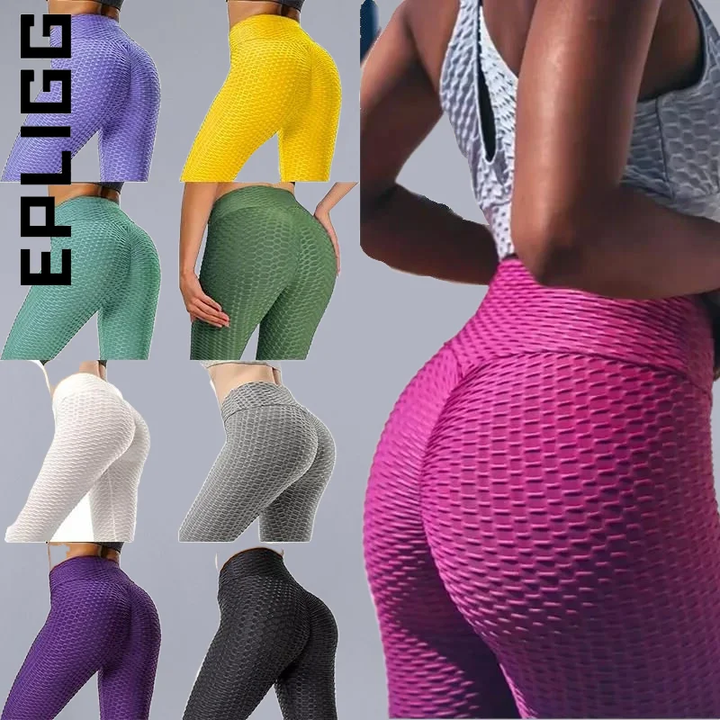 

Леггинсы Epligg женские с эффектом пуш-ап, спортивные антицеллюлитные бесшовные для занятий йогой и фитнесом, с высокой талией, с эффектом трещин ягодиц