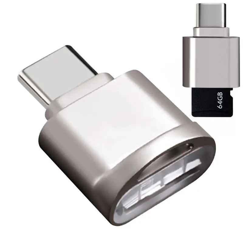 

Memory Card Reader For Phone Portable Phone Adapter OTG Type C Card Reader Compact Silver Metal Shell OTG Memory Card Reader