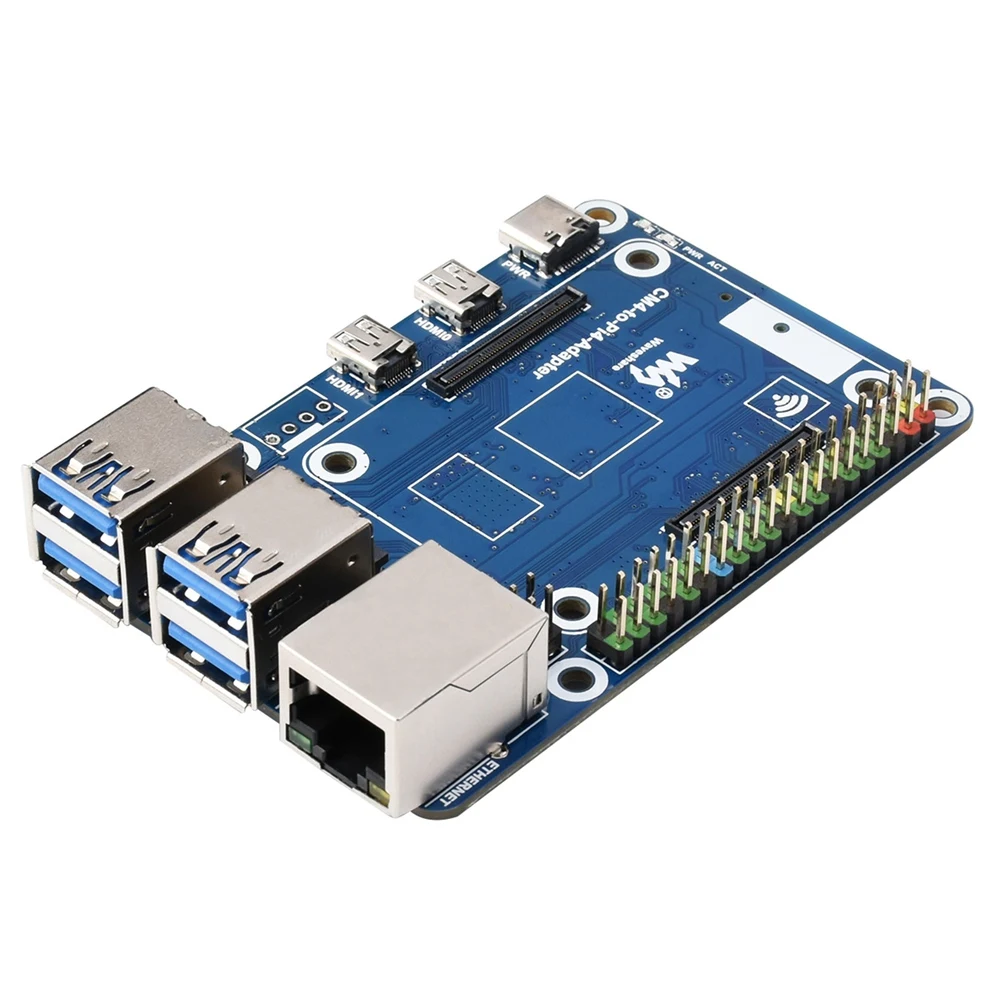 

Плата расширения Waveshare CM4 к Pi4B, 4-полосная USB3.0 + порт Ethernet RJ45 Gigabit, адаптер CM4 к Pi4 для платы Raspberry Pi 4B