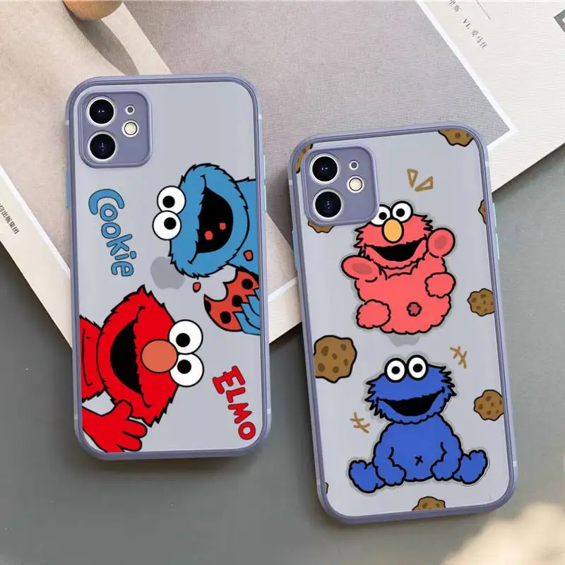 

YNDFCNB Cute Cookies ELMO Sesame Street Phone Case for iPhone X XR XS 7 8 Plus 11 12 13 pro MAX 13mini Translucent Matte Case
