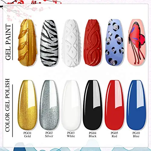 

Gel Paint Kit - Gel Nail Polish Kit, 6 Colors Painting Gel Soak Off Gel Nail Manicure Kit for DIY Drawing Nails Art Design