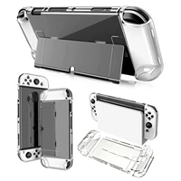 crystal transparent case for nintendo switch oled game console protective cover with bracket switch oled controller hard shell
