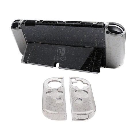 Прозрачные защитные блестящие чехлы из ТПУ + ПК для консоли Nintendo Switch Oled, чехол для видеогемпада, аксессуары для кожи